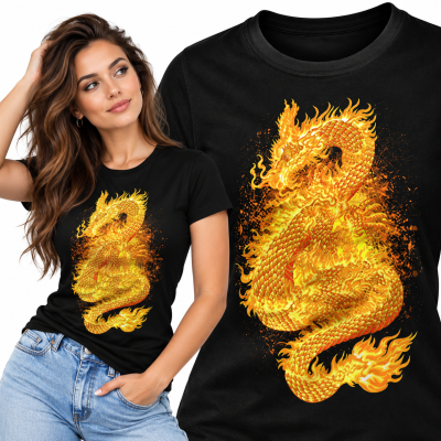 DAMSKA KOSZULKA ŚMIESZNA DRAGON FIRE